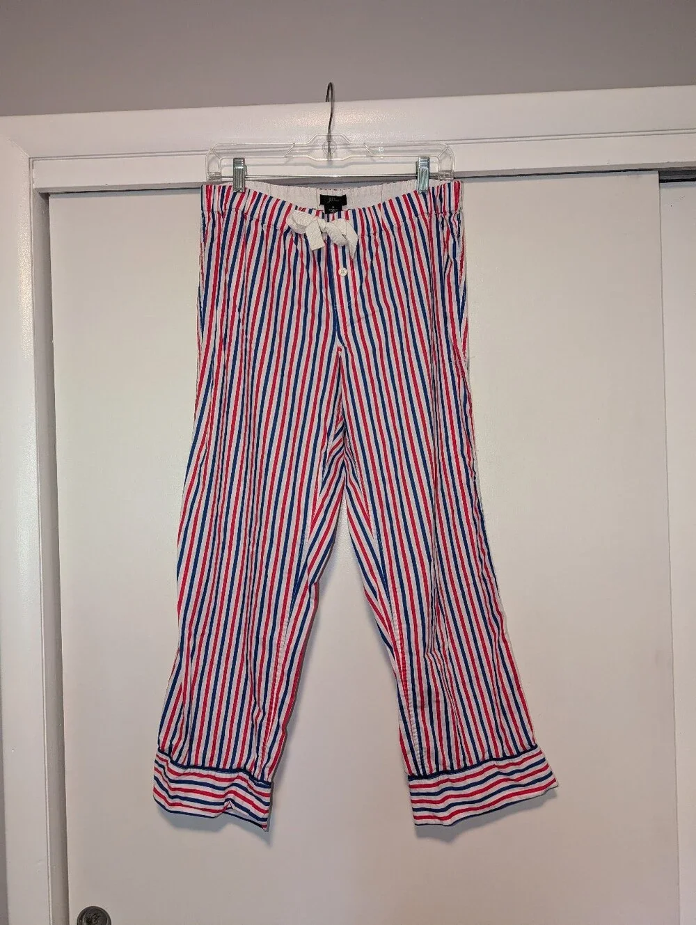 J. Crew Red White and Blue Stripe Cotton Matching Pajama Set